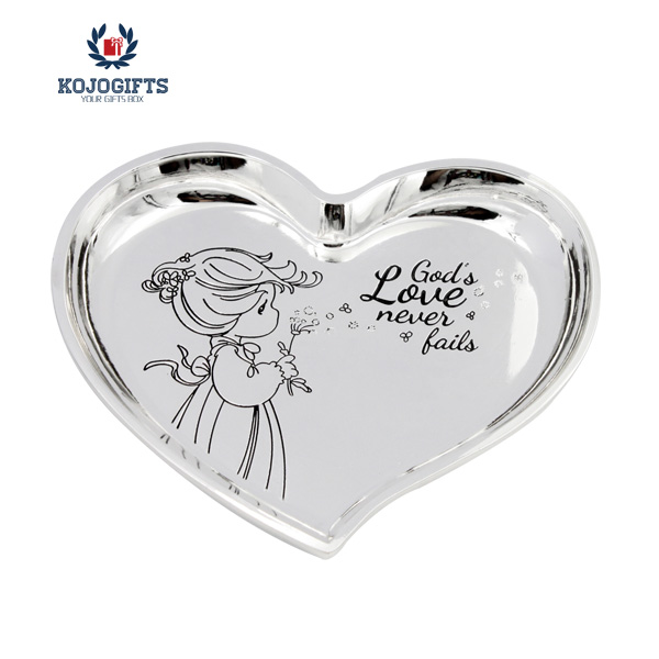 ENGRAVABLE HEART TRINKET DISH SILVER PLATED